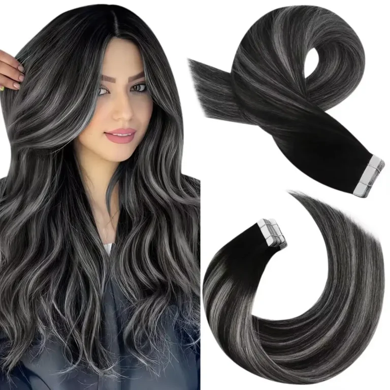 Extensions-a-Bandes-Adhesives-Lisses-Noir-Profond-avec-Balayage-Gris-Argente-galerie-6269-1