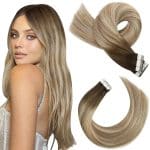 Extensions de Cheveux Naturels à Bandes Adhésives Balayage Marron Cendré Miel - 693
