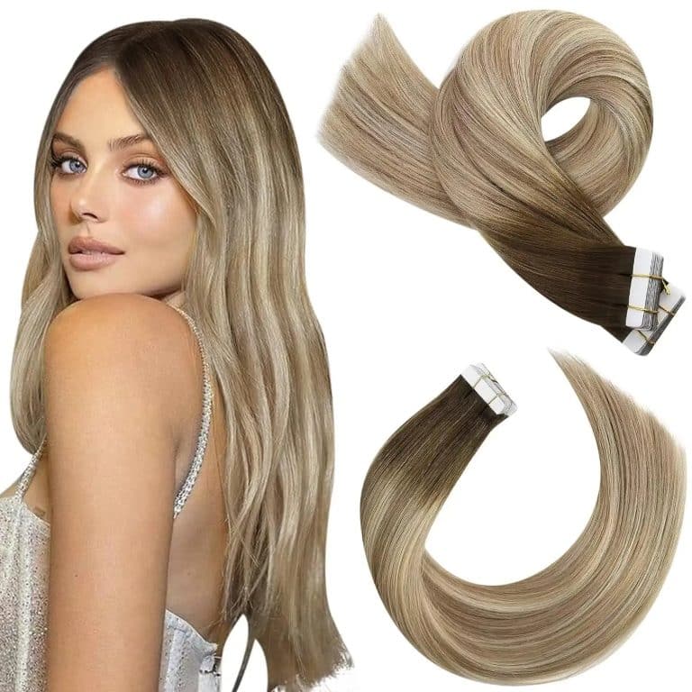 Extensions de Cheveux Naturels à Bandes Adhésives Balayage Marron Cendré Miel - 693