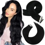 Extensions-en-Cheveux-Humains-Remy-Noir-Naturel-Lisse-avec-Adhesif-Double-Face-galerie-6316