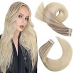 Extensions en bande adhésive invisibles blond clair et lisse en cheveux Remy - 2566