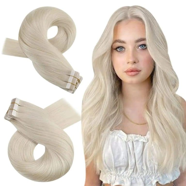 Extensions tape in lisses blond platine cendré en cheveux humains Remy - 4569