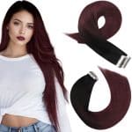 Extensions tape in lisses ombré noir à bordeaux en cheveux humains - 4569