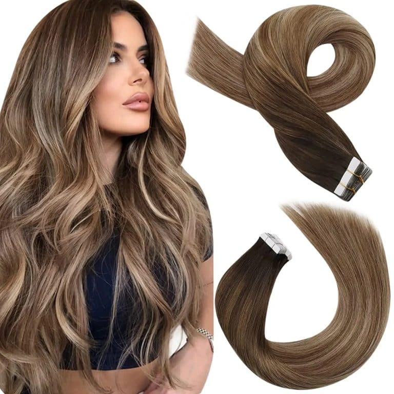 Extensions tape lisses Balayage Châtain à Blond - 9658