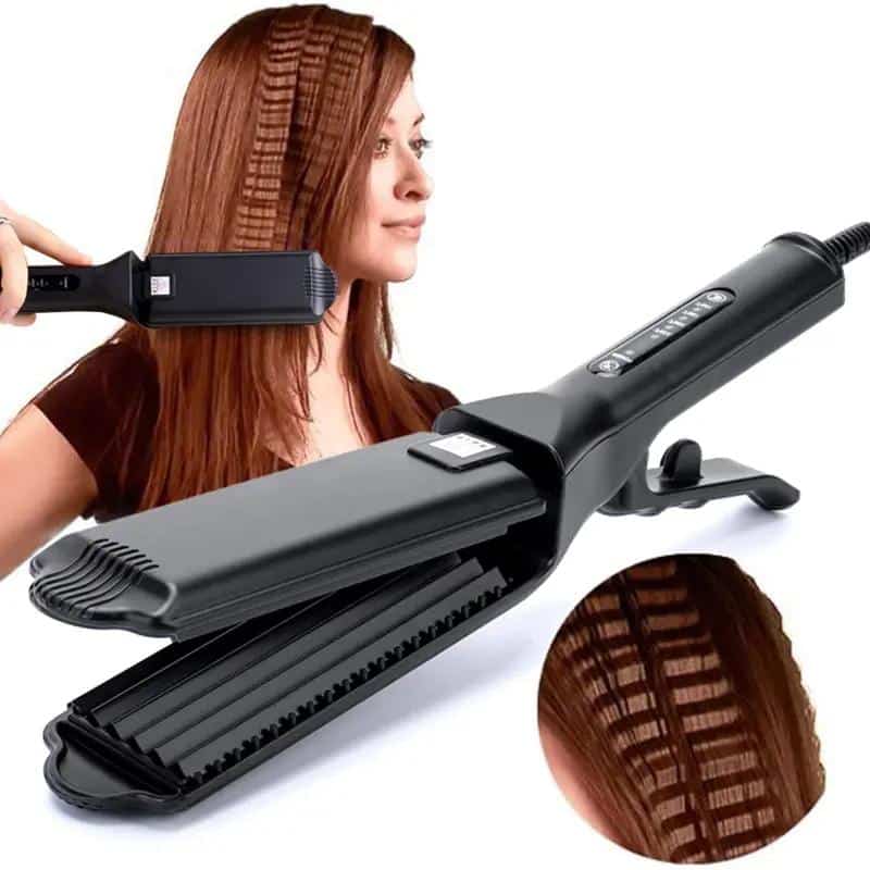 Plancha de ondas eléctrica con protección antiquemaduras