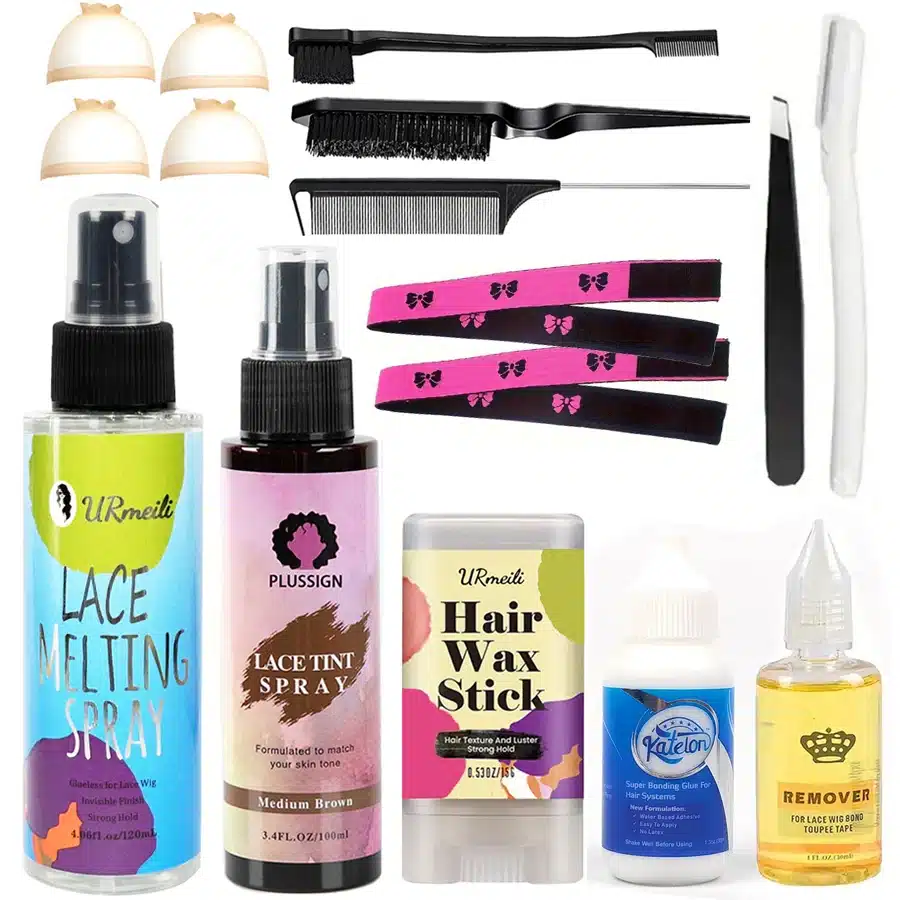 Wig care kit with wax, caps and remover