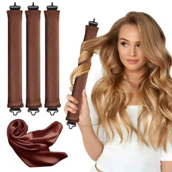 Kit de bigoudis en mousse sans chaleur avec clips et foulard en satin