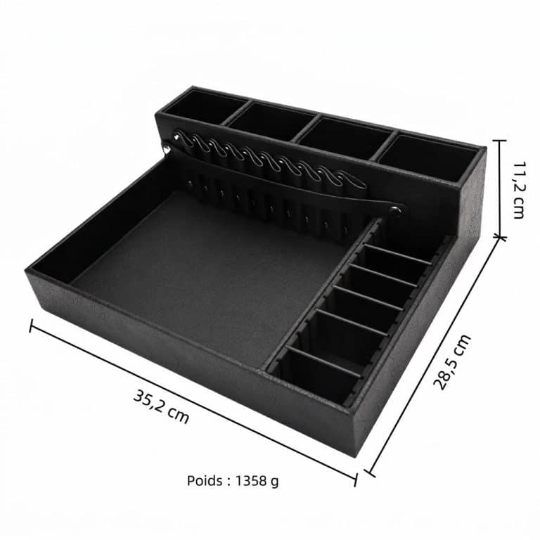 Organisateur-de-Bureau-pour-Outils-de-Coiffure-en-Simili-Cuir-Noir-Modulable-technique-5406
