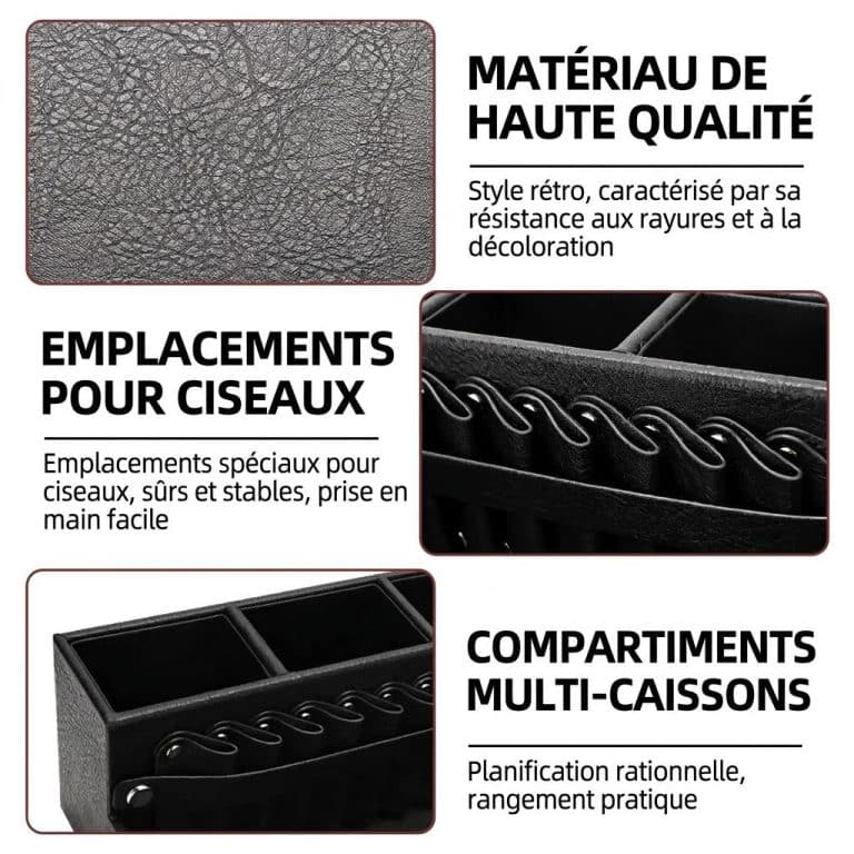 Organisateur-de-Bureau-pour-Outils-de-Coiffure-en-Simili-Cuir-Noir-Modulable-technique-9476