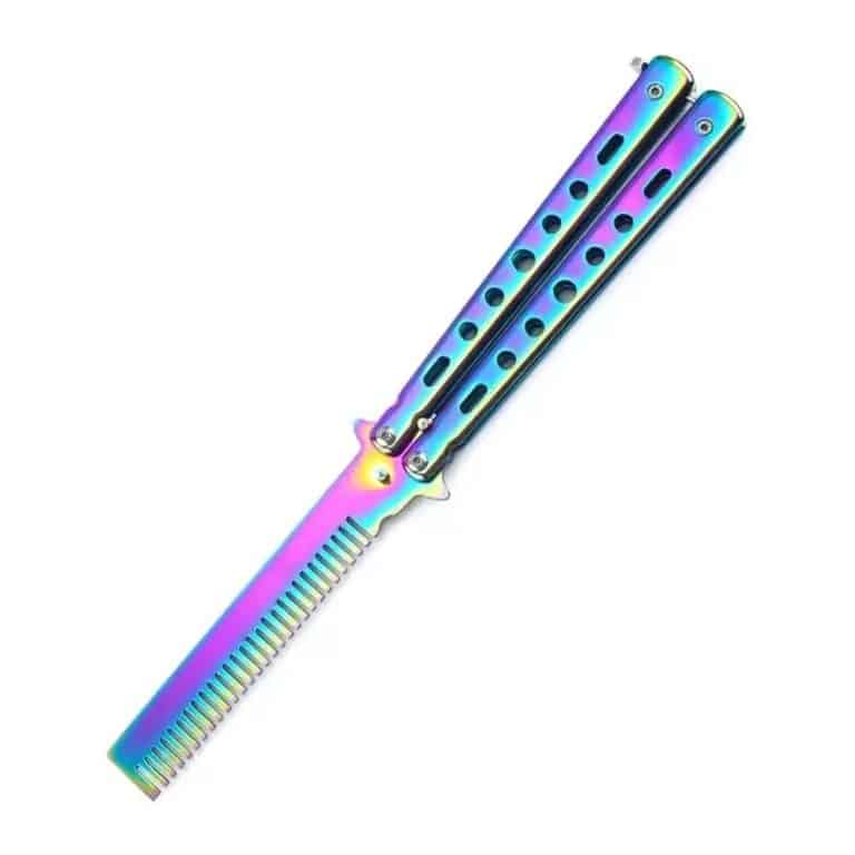 Peigne-Papillon-Pliable-en-Acier-de-Type-Balisong-galerie-1915-1