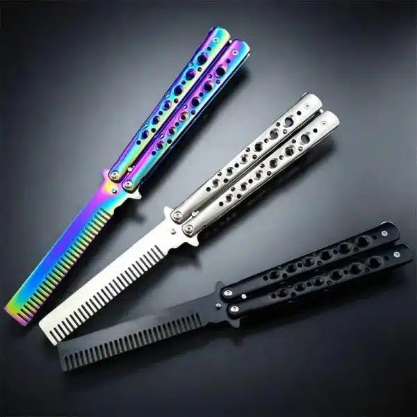 Peigne papillon pliable en acier de type balisong