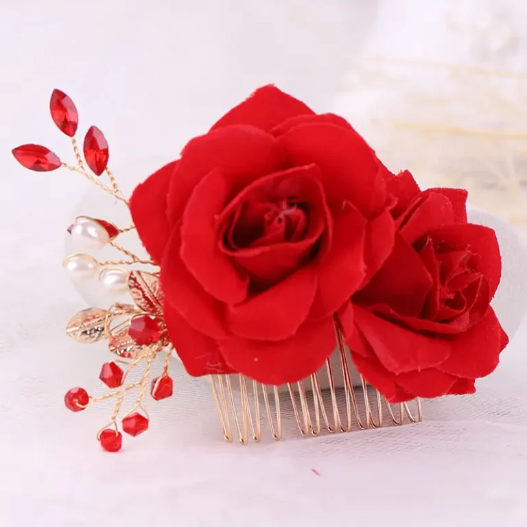 Peigne-a-Cheveux-Decoratif-avec-Roses-Rouge-et-Perles-galerie-4637