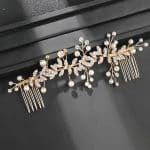 Peigne-a-Cheveux-Double-Peigne-avec-Strass-et-Perles-avec-Motif-Floral-galerie-7271