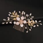 Peigne-a-Cheveux-Floral-Dore-avec-Perles-Nacrees-et-Cristaux-galerie-2835