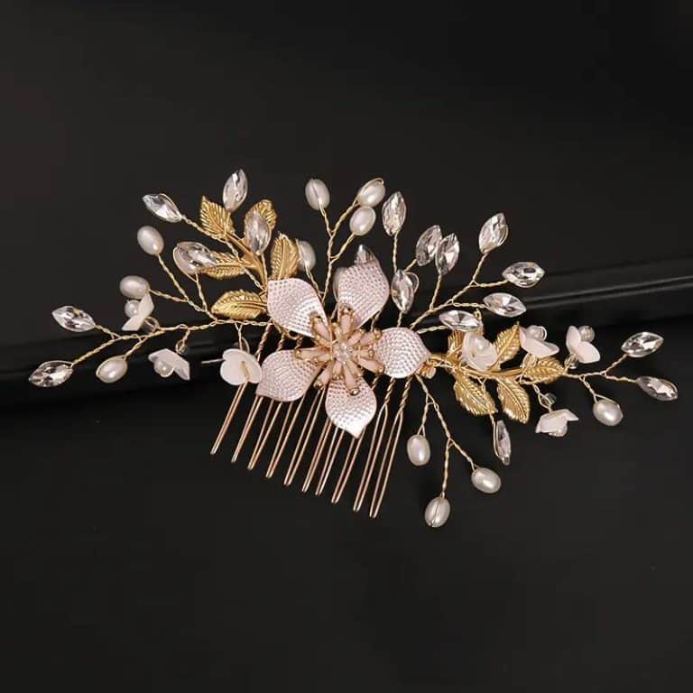 Peigne-a-Cheveux-Floral-Dore-avec-Perles-Nacrees-et-Cristaux-galerie-2835