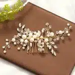 Peigne à cheveux de mariée avec perles et cristaux - Blanc