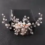 Peigne à cheveux de mariée avec perles et cristaux - Or Rose