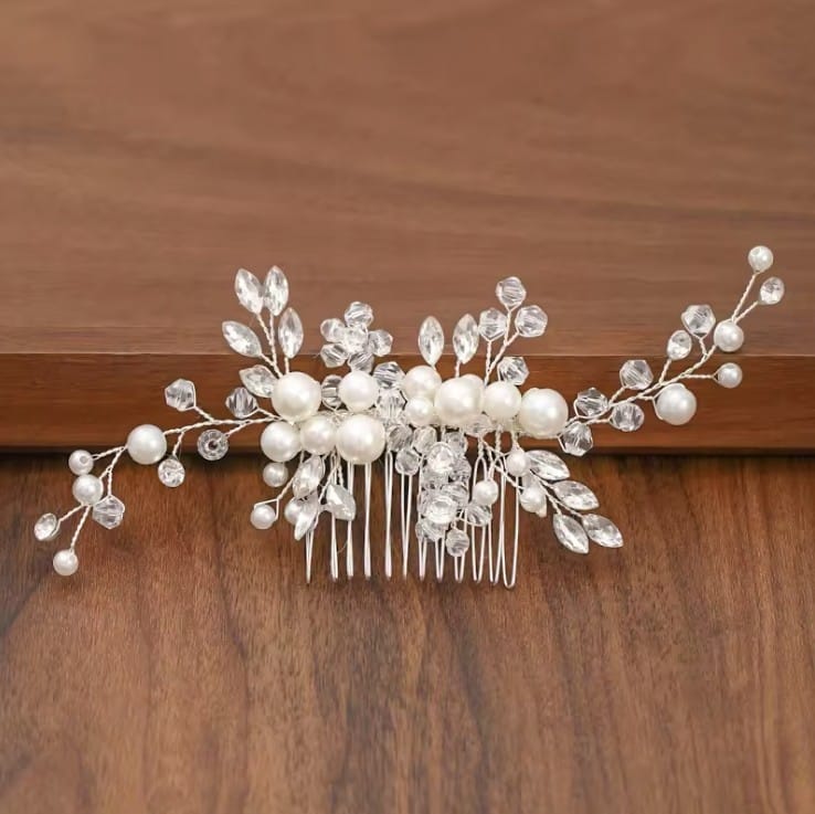 Peigne à cheveux de mariée avec perles et cristaux - 5696