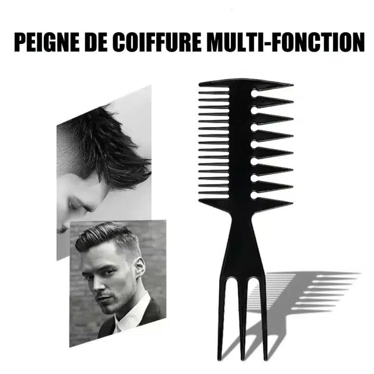 Peigne de coiffage multifonction à double face avec dents fines et larges pour démêler et coiffer