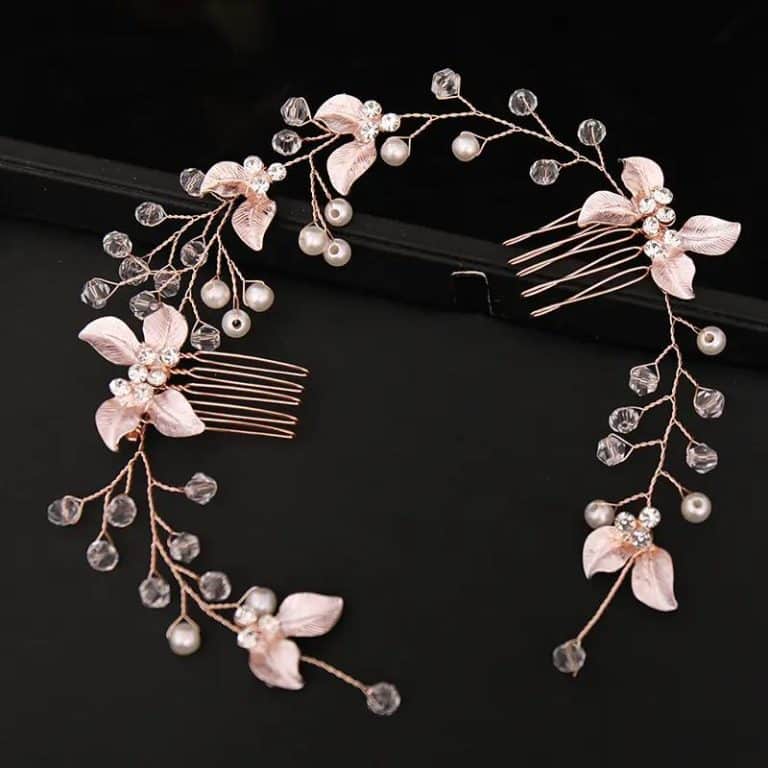 Peigne-de-Mariage-en-Feuilles-Dorees-Orne-de-Perles-et-Strass-galerie-2973