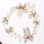 Peigne-de-Mariage-en-Feuilles-Dorees-Orne-de-Perles-et-Strass-galerie-8155