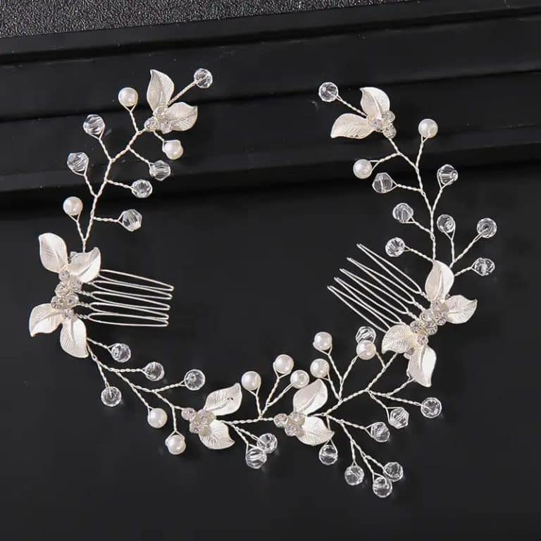 Peigne-de-Mariage-en-Feuilles-Dorees-Orne-de-Perles-et-Strass-galerie-8206