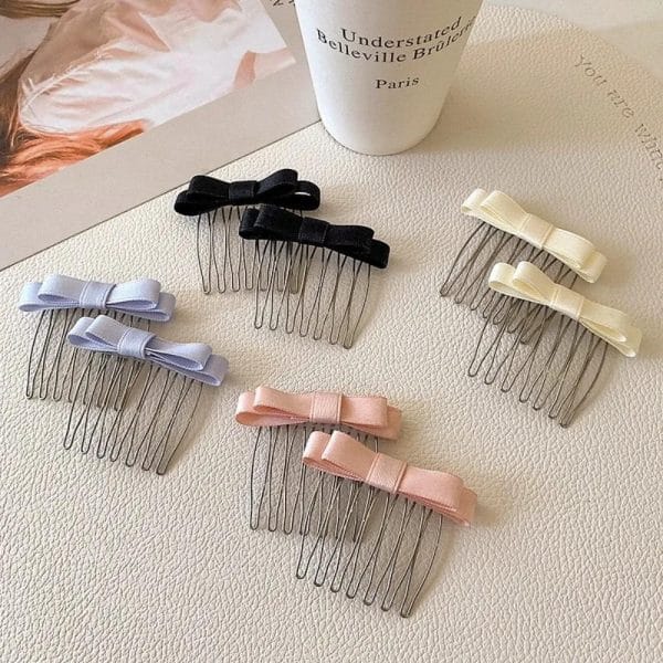 Peignes à cheveux avec nœuds en satin pour chignon et demi-queue