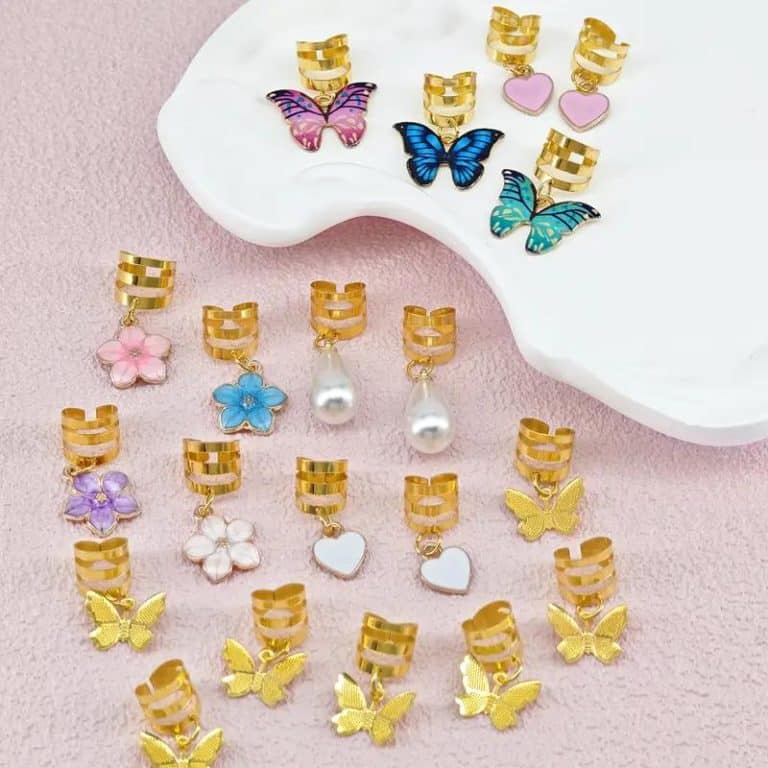 Perles-Decoratives-a-Spirale-Doree-pour-Tresses-avec-Papillons-et-Fleurs-galerie-1375