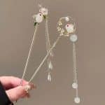 Pic-a-Cheveux-Decoratif-de-Lapin-Blanc-avec-Perles-Pendantes-galerie-3811