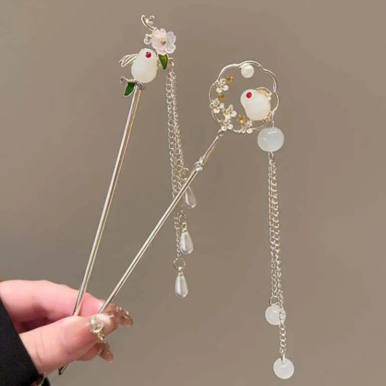 Pic-a-Cheveux-Decoratif-de-Lapin-Blanc-avec-Perles-Pendantes-galerie-3811