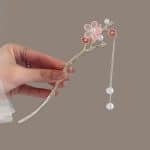 Pic-a-Cheveux-de-Fleurs-de-Cerisiers-Japonais-Roses-avec-Strass-et-Perles-galerie-8111