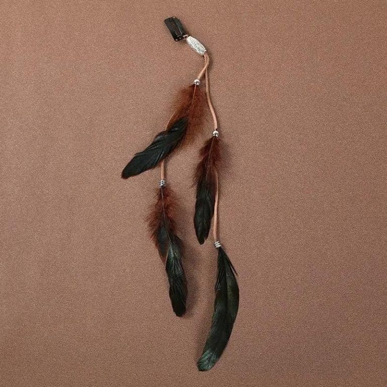 Pince-Decorative-a-Plumes-Boheme-avec-Cordons-et-Perles-galerie-7257
