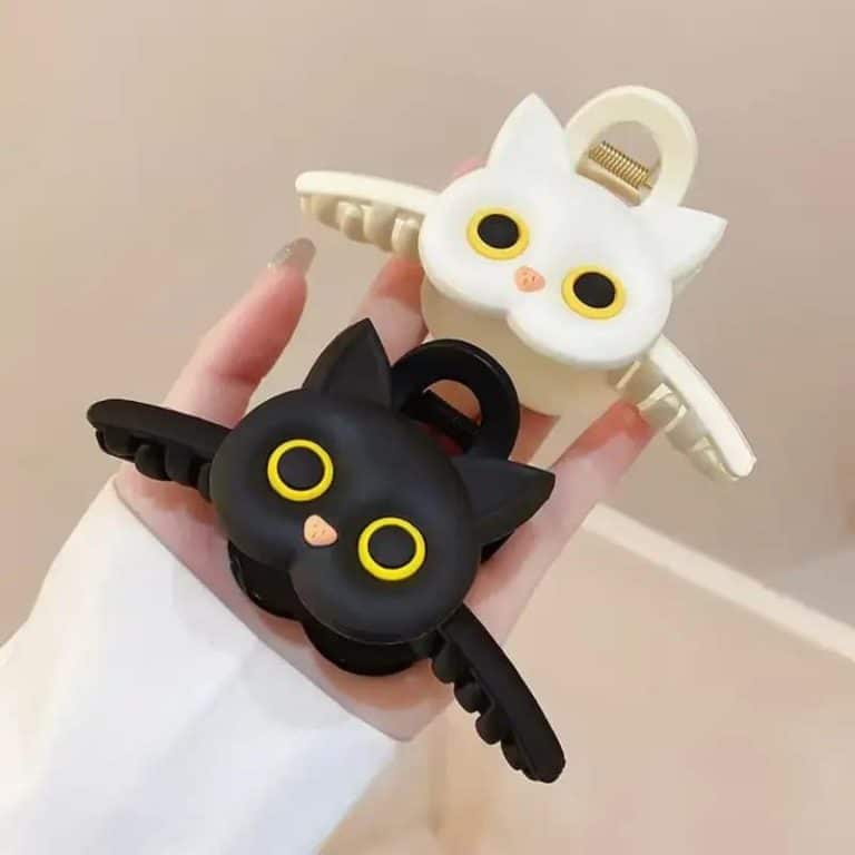 Pince-a-Cheveux-en-Forme-de-Chat-Kawaii-avec-Yeux-Jaunes-galerie-8554