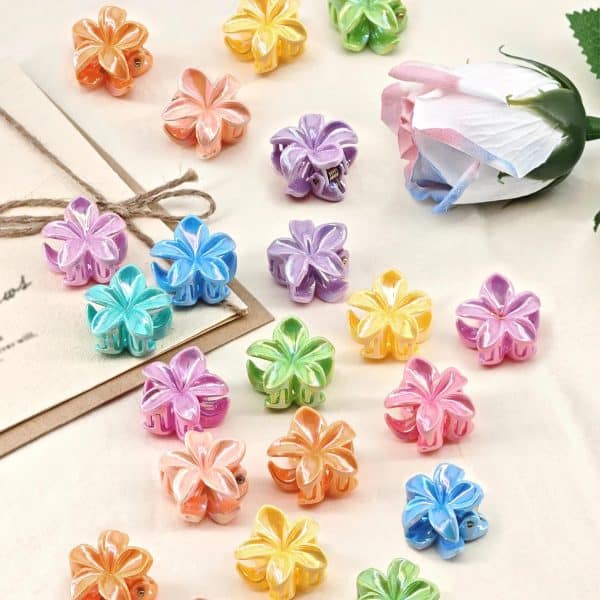 Pinces à cheveux en forme de fleur nacrée multicolore en lot de 10