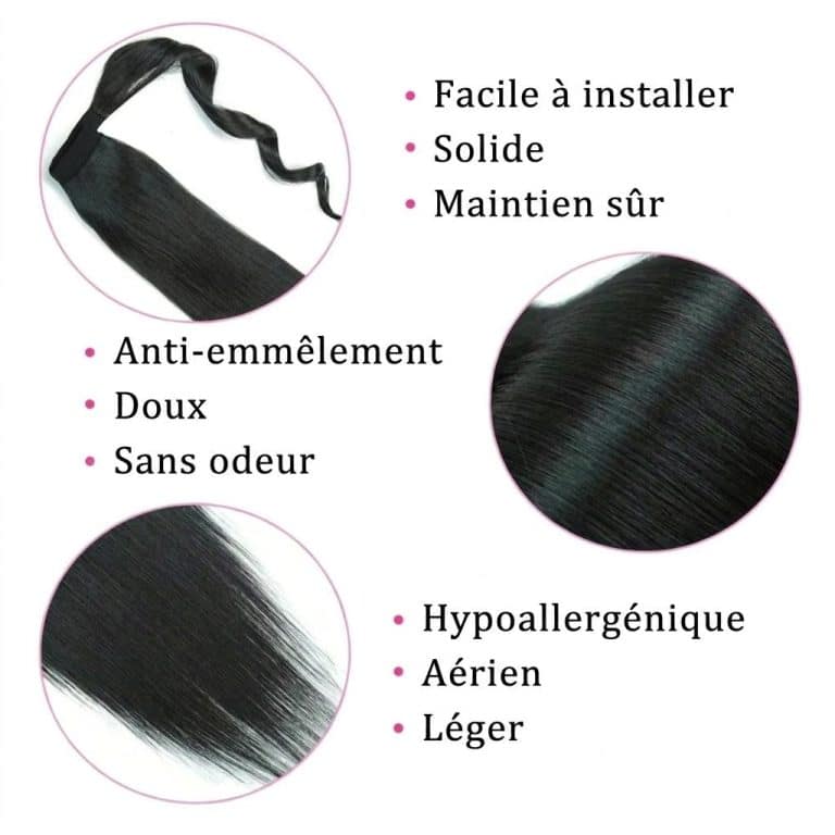 Postiche-Queue-de-Cheval-a-Clip-en-Cheveux-Humains-Remy-Lisses-Noir-Naturel-technique-3549