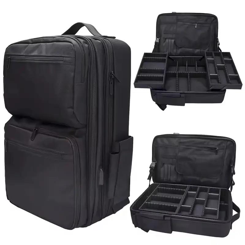 Mochila profesional para maquillaje y herramientas de peluquería con compartimentos ajustables