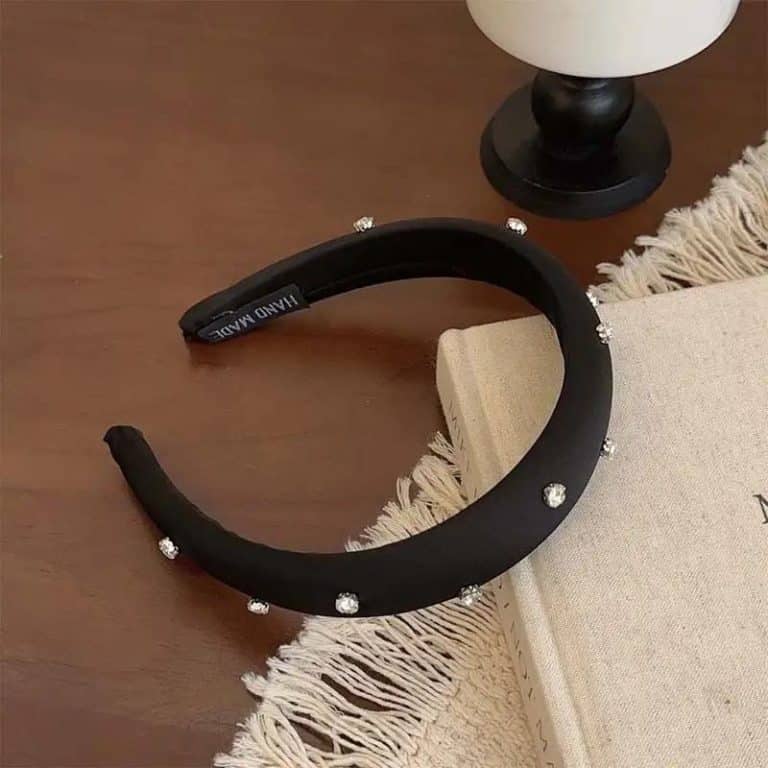 Serre-Tete-Large-Rembourre-en-Tissu-Satine-avec-Strass-galerie-3034