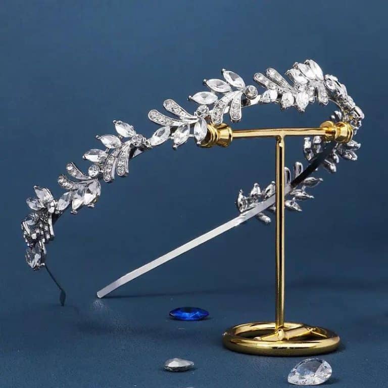 Serre-tete-Ornemente-avec-Motif-de-Feuilles-de-Laurier-Sertis-de-Strass-galerie-7489-9