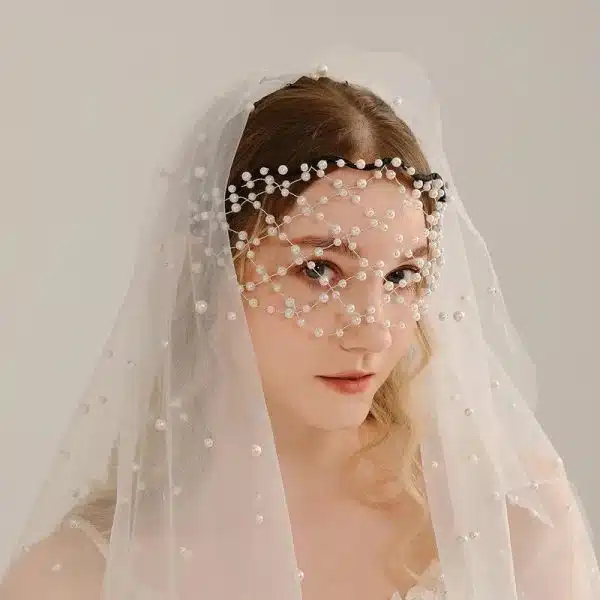 Serre-tête de mariage en forme de diadème ajouré à perles
