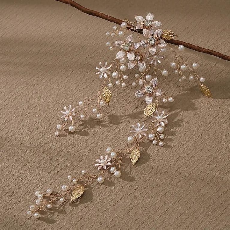 Vigne-Florale-de-Mariee-en-fil-Dore-avec-Perles-Nacrees-galerie-9084-8