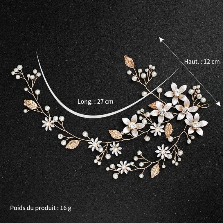 Vigne-Florale-de-Mariee-en-fil-Dore-avec-Perles-Nacrees-technique-3743-9