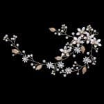 Vigne florale de mariée en fil doré avec perles nacrées (2)