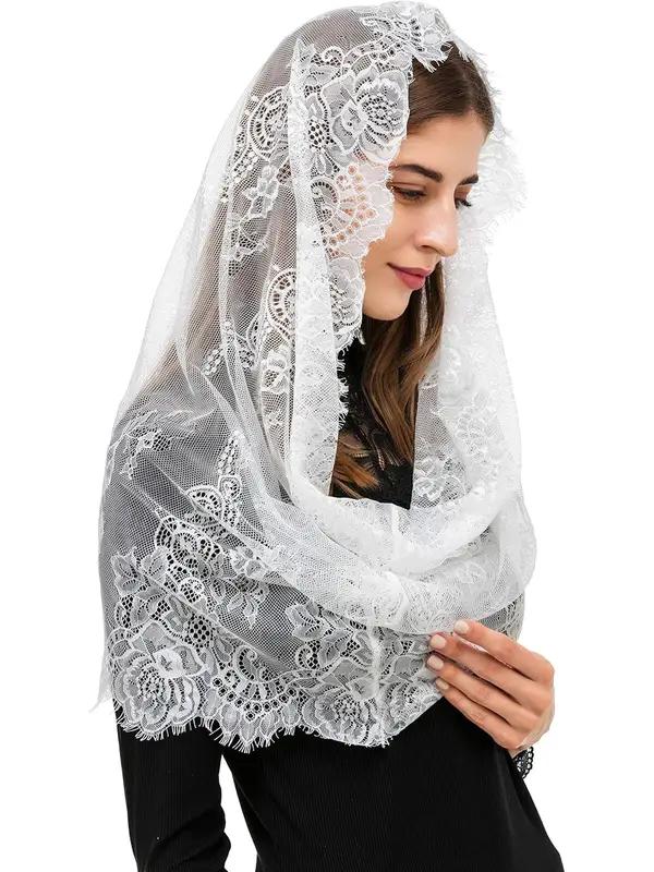 Voile-de-Tete-en-Dentelle-avec-Bordure-Florale-en-Tulle-Semi-Transparent-galerie-1753