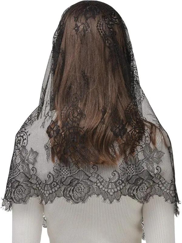 Voile-de-Tete-en-Dentelle-avec-Bordure-Florale-en-Tulle-Semi-Transparent-galerie-7391