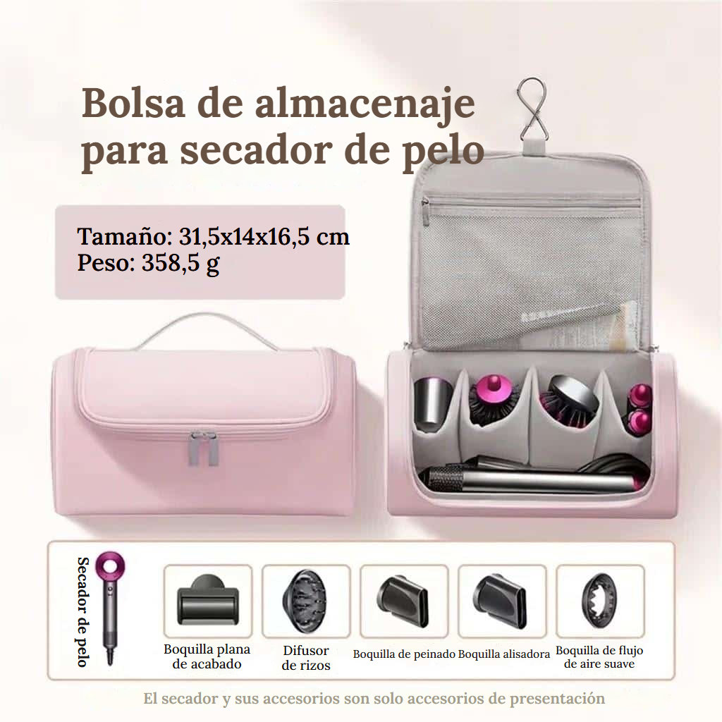 Estuche de almacenaje para secador de pelo y herramientas de peinado
