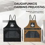 Medvilninio audinio barzdaskučio prijuostė su reguliuojamais kryžminiais dirželiais