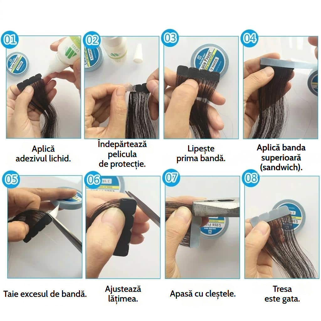 Bandă dublu adezivă pentru perucă lace front, cu finisaj nelucios