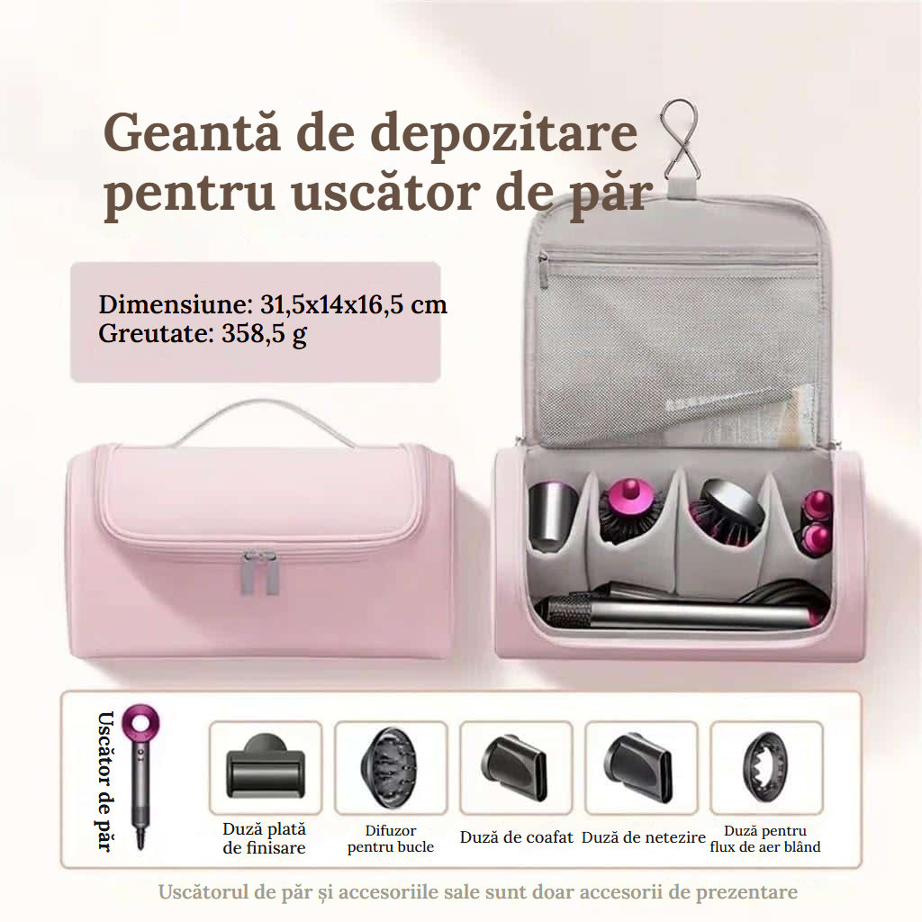 Geantă de depozitare pentru uscătorul de păr și uneltele de coafat