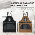 Grembiule da barbiere in tela di cotone con bretelle incrociate regolabili
