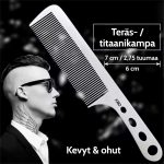 Ammattimainen titaaniteräskampa tiheillä hampailla muotoiluun ja selvitykseen
